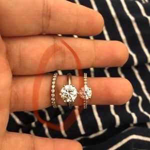 Moissanite Engagement Ring and Wedding Band size 4